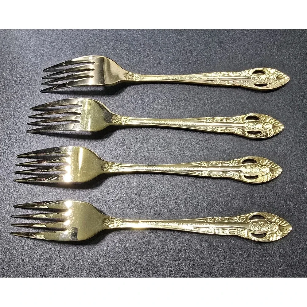 Hampton Silversmith Vintage Gold Plated Dinner Forks Set Of 4 Versailles